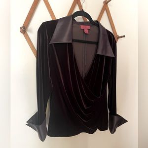 JS COLLECTIONS | Chocolate brown faux wrap long cuffed sleeves | Size 12